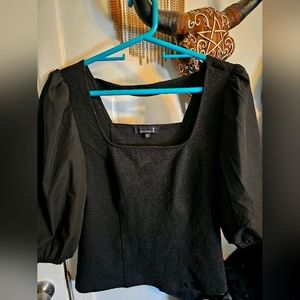 Broadway 38 black puff sleeve shirt